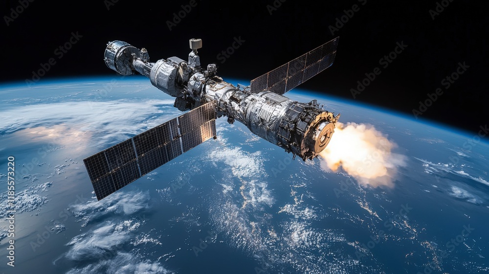 Poster advanced weaponry spacecraft orbiting earth’s moon science fiction scene futuristic environment high