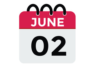 Fototapeta premium 2 June - daily calendar Icon 