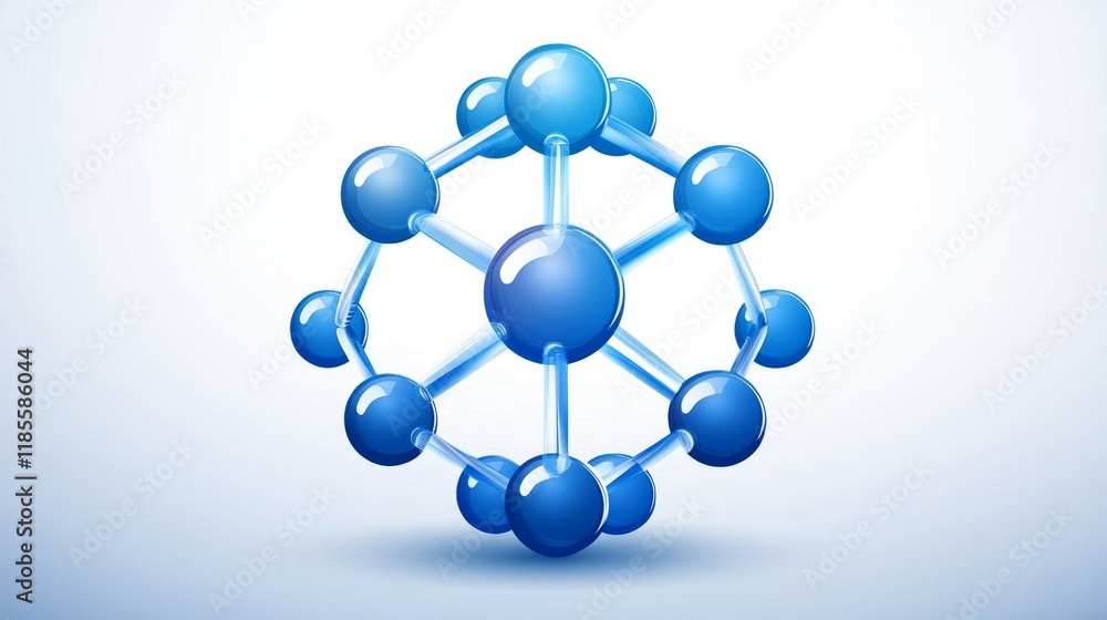Aufkleber blue molecular structure model on light background for science concepts
