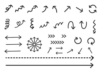 シンプルな手描き矢印セット