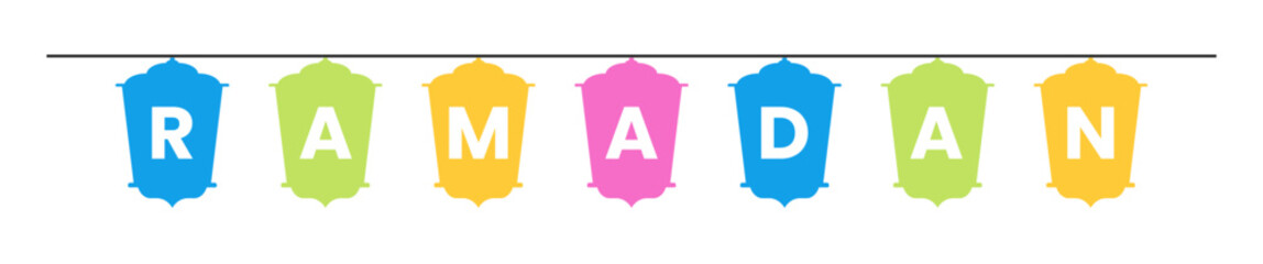 Colorful garland bunting flag ramadan clipart illustration