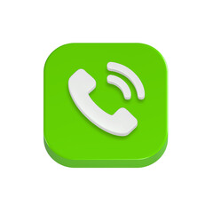 call phone icon 3d square green color symbol for app web