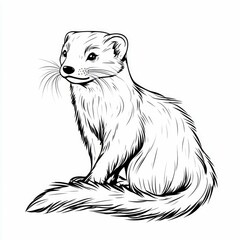 Obraz premium Elegant Weasel: A Stunning Line Drawing of a Stoat in Black and White