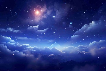 Naklejka premium Glowing starry sky with rich celestial tones, perfect for astronomy-inspired designs, artistic cosmic visuals, and tranquil night-themed projects.