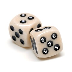 Dice Design Featuring Dollar Symbols for Financial Concepts and Games, Generative AI.