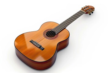 Ultra Hd Picture of Classical Acoustic Guitar Isolated on a White Background