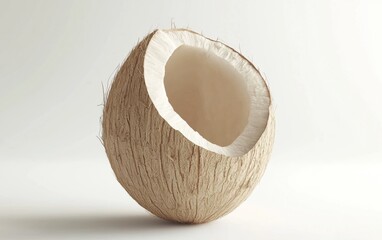 Coconut half on a white background