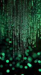 An abstract scene full of digital code flow dynamics