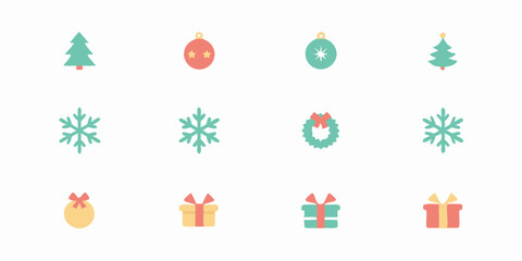 Set of Icon Pack Christmas Decoration color fill