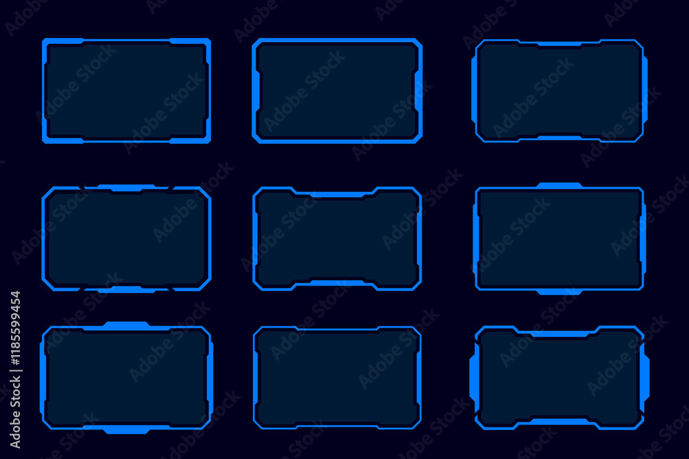 Poster abstract sci fi frame template layout. futuristic frame element. hud interface holograme design elem