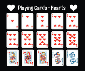 Complete Set of Heart Playing Cards