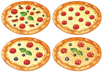 Diverse Pizza Toppings Illustration