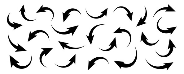 Arrows sign. Curved arrows.  Curved arrows set. Arrow symbol collection. Vector arrows illustration.