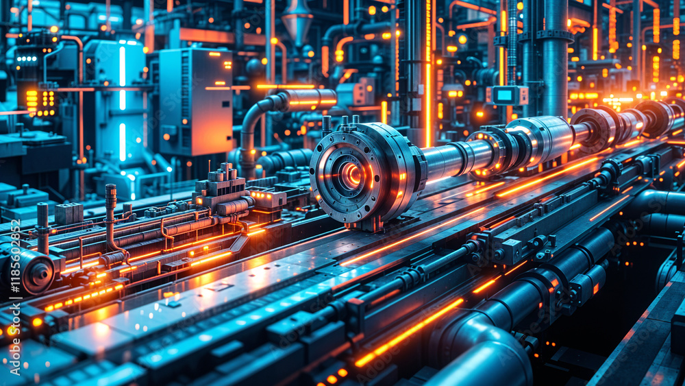 Aufkleber abstract tech background with pipe mechanism elements and holographic elements . generative ai