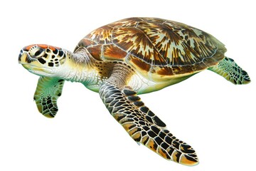 Clear Pixel Picture of Sea Turtles Are Swimming on a Transparent Background