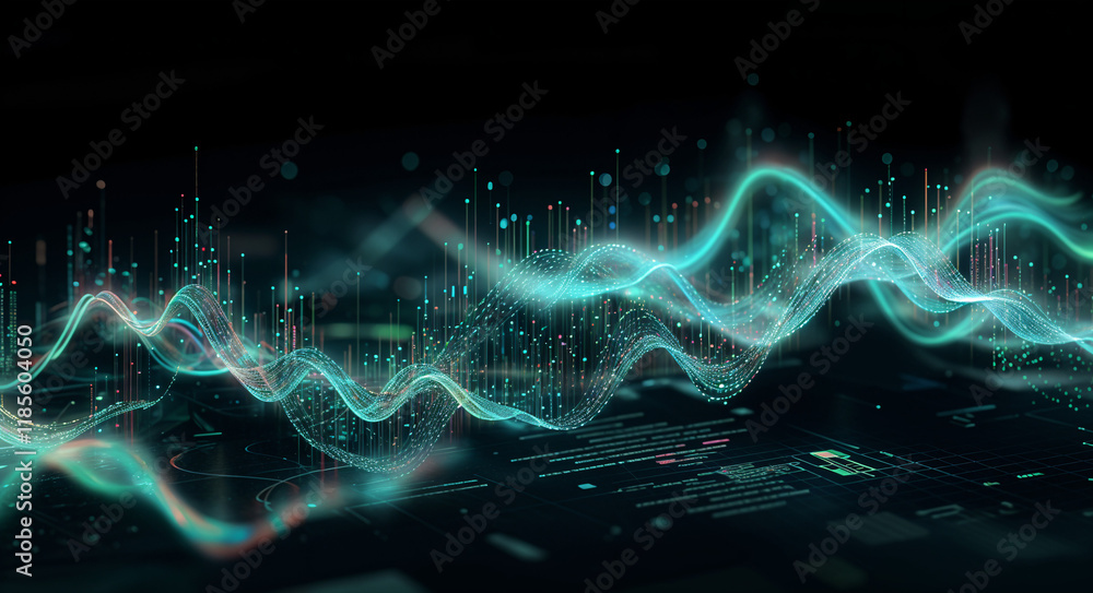 Poster abstract tech background with lines and holographic elements . generative ai