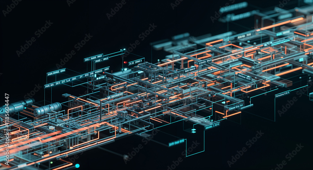 Poster abstract tech background with computer and holographic elements . generative ai