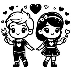 Couple In Love Vector Logo Stock Illustration
