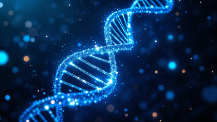 Obraz premium abstract tech background with DNA lines and holographic elements . Generative AI