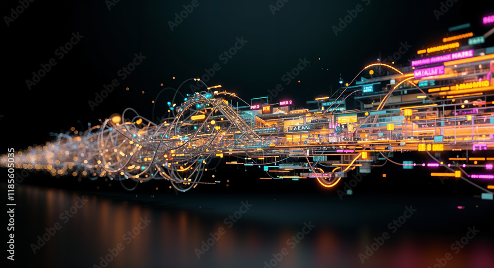 Poster abstract tech background with computer and holographic elements . generative ai