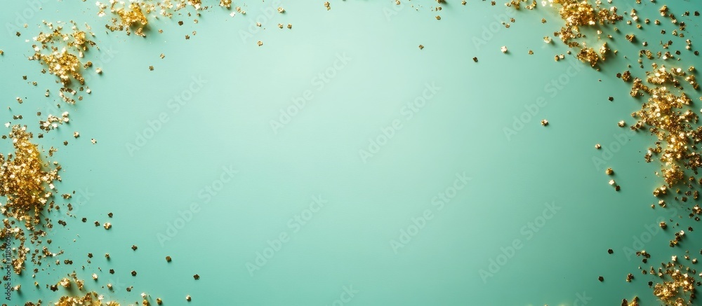 Poster elegant gold flecks border design on soft green background perfect for custom text and creative proj