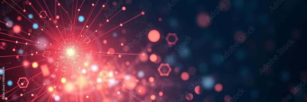 Poster futuristic abstract background with digital elements representing transformation, disruption, and in