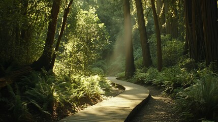 Obraz premium A peaceful depiction of a national park with wooden floors