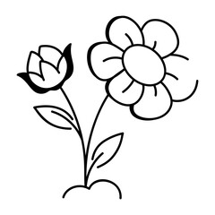 Gerbera flower icon in drawing style 
