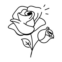 Beautiful roses icon in doodle style 
