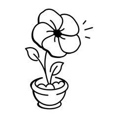Flower pot icon in doodle style 

