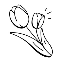 A doodle style icon of tulips flower 
