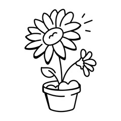 Daisy pot icon in doodle style 

