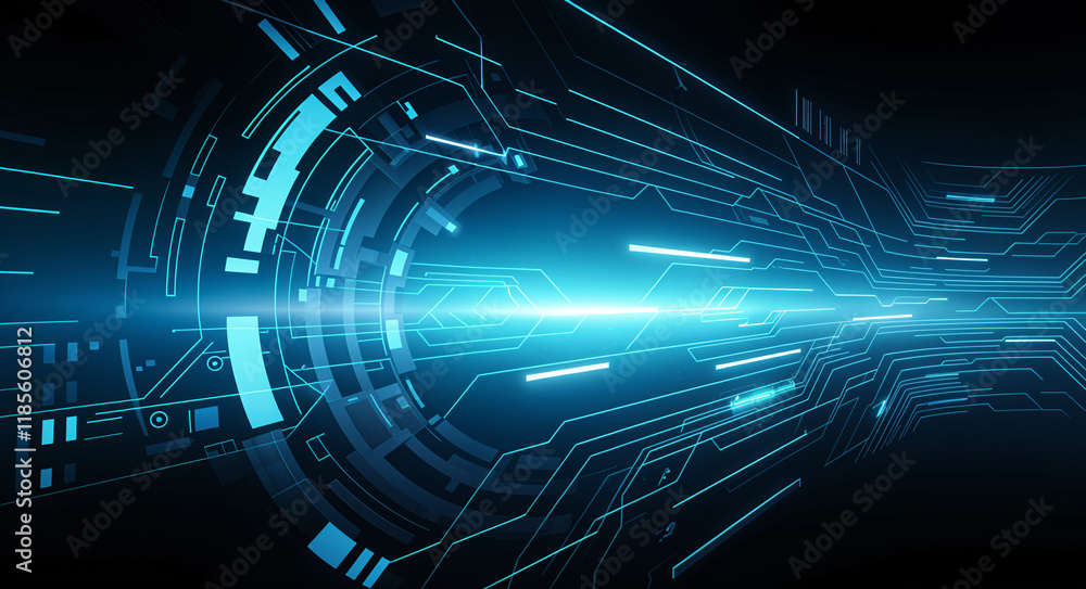 Poster abstract tech background with computer and holographic elements . generative ai