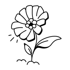 A doodle icon of zinnia flower 