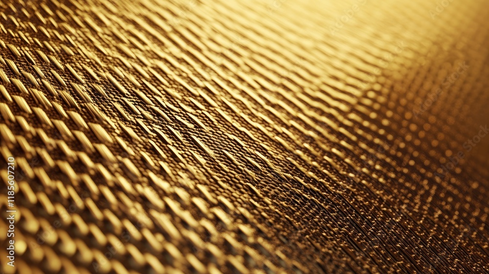 Poster closeup view of a golden textured surface showing intricate patterns and shimmering reflections for 
