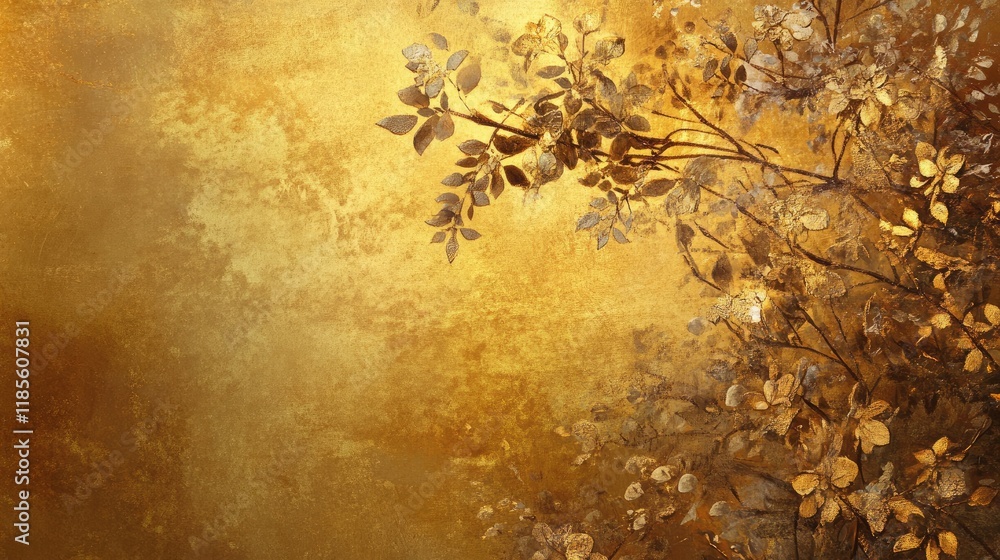 Poster elegant golden background with floral elements creating a warm textured atmosphere suitable for desi