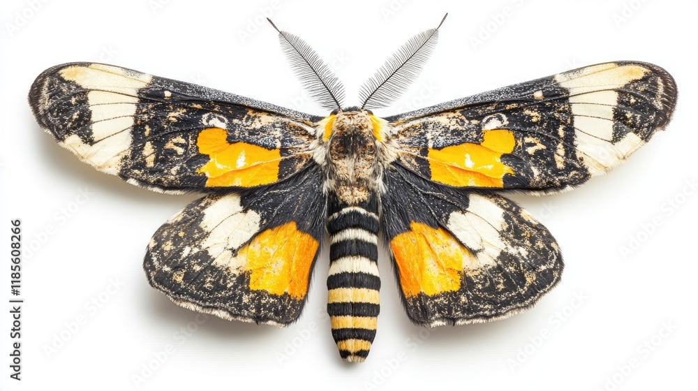 Aufkleber giant african moth displayed against a clean white background showcasing its intricate patterns and 