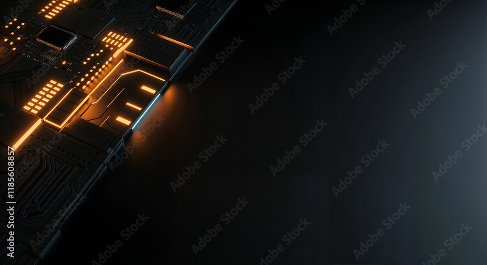 Poster minimalistic background with elements of computer board, it technology and microelectronics. generat
