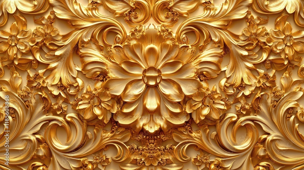 Poster elegant golden floral texture with intricate patterns suitable for backgrounds and design projects
