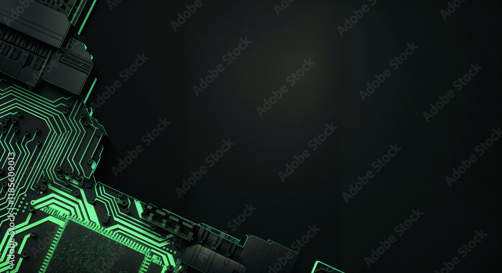 Poster minimalistic background with elements of computer board, it technology and microelectronics. generat