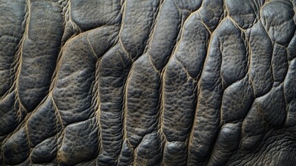 Close-up of Indian rhinoceros skin texture showcasing unique patterns and details of Rhinoceros unicornis in natural environment.