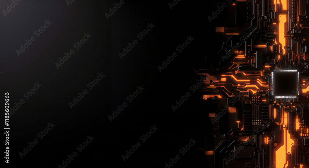 Poster minimalistic background with elements of computer board, it technology and microelectronics. generat