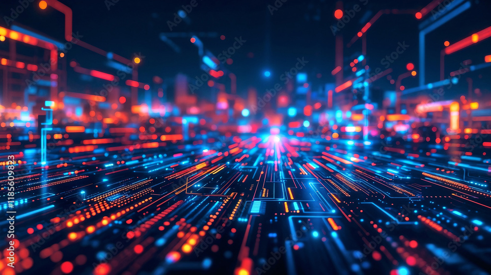 Poster abstract tech background with computer and holographic elements . generative ai