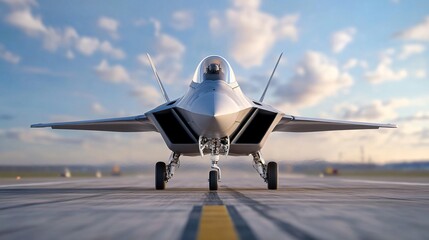 F-22 Futuristic aircraft on runway