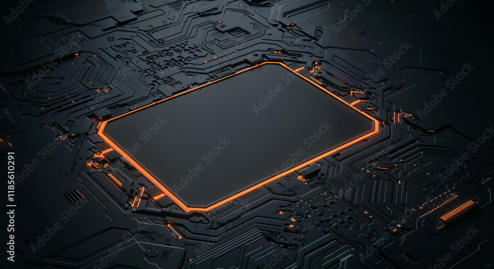 Poster minimalistic background with elements of computer board, it technology and microelectronics. generat