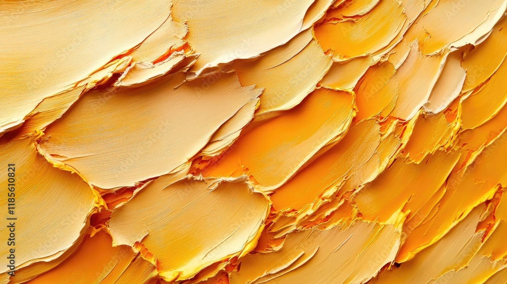 Poster textured golden wall with rough brush strokes creating an abstract background ideal for artistic or 