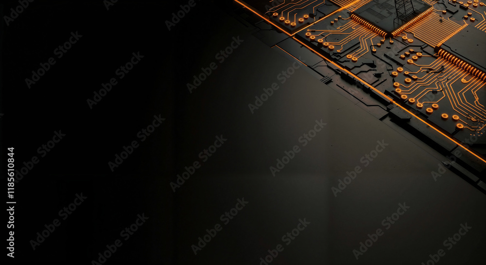 Poster minimalistic background with elements of computer board, it technology and microelectronics. generat
