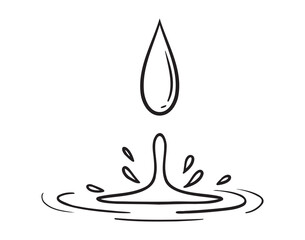 water drop and splash doodle hand drawn icon. Outline drawing line clipart symbol