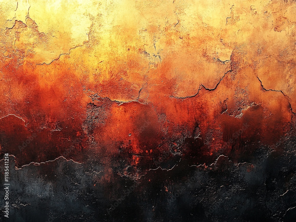 Poster textured surface with orange hues and crackled pattern for abstract use