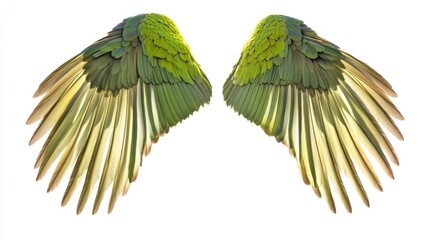Vivid Parrot Wings Isolated on White: Symbols of Freedom and Fantasy for Flight Enthusiasts